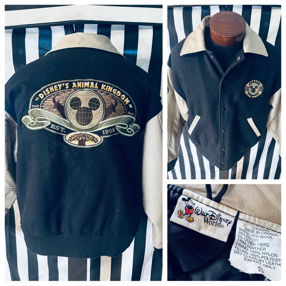 Walt Disney World Vintage Animal Kingdom 1998 Wool & Leather Varsity Jacket